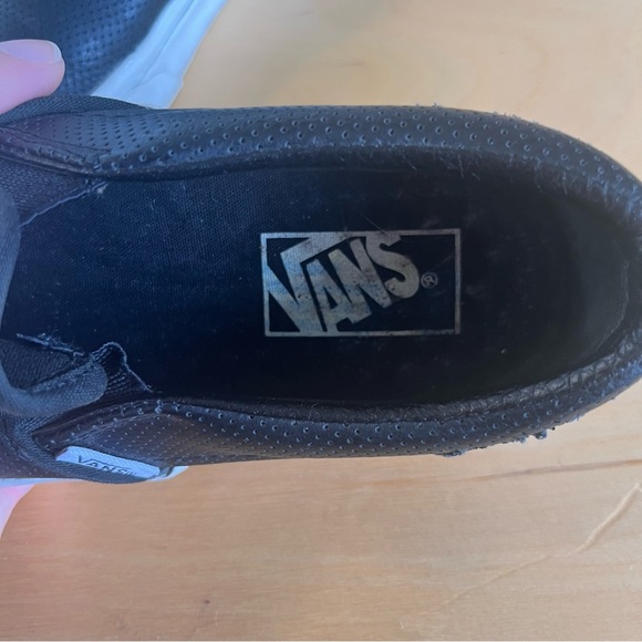 Vans Classic Slip-On Black Perforated Leather Sneaker Unisex Men’s 6 Women’s 7.5 - Picture 7 of 13